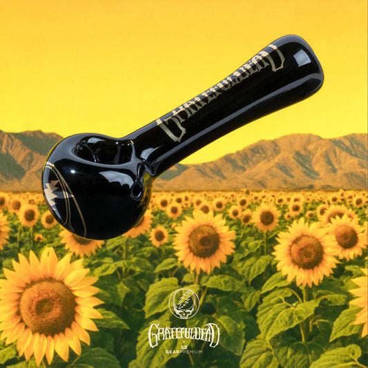 "4.5 Black & Gold Steal Your Face" Hand Pipe By Grateful Dead Glass