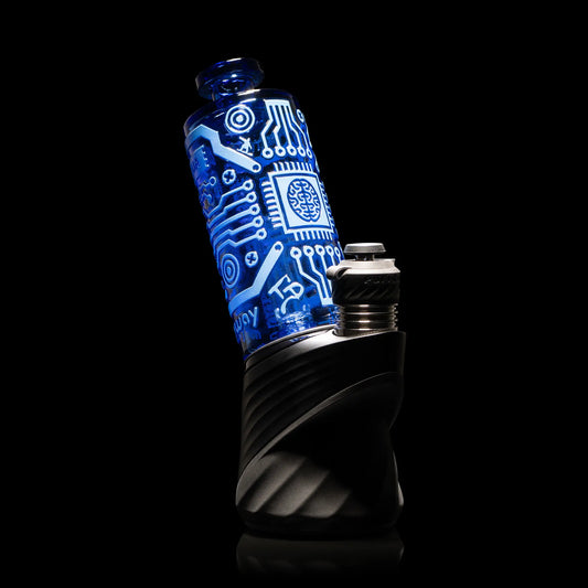 "Blue Circuit Board Spectrum " Puffco Attachment By Milkyway Glass