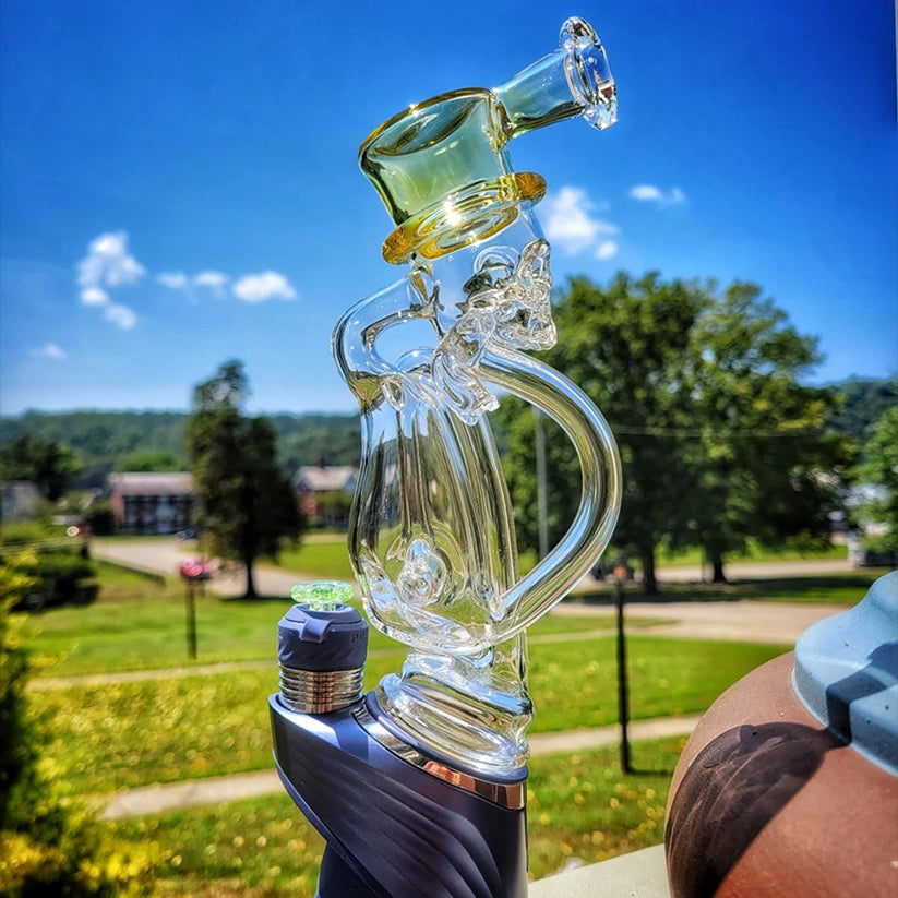 "Top Hat Skully #2" Puffco Recycler By Weil Glass