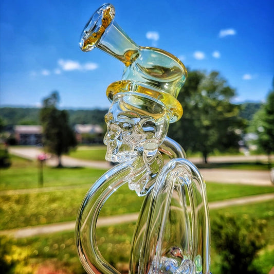 "Top Hat Skully #2" Puffco Recycler By Weil Glass