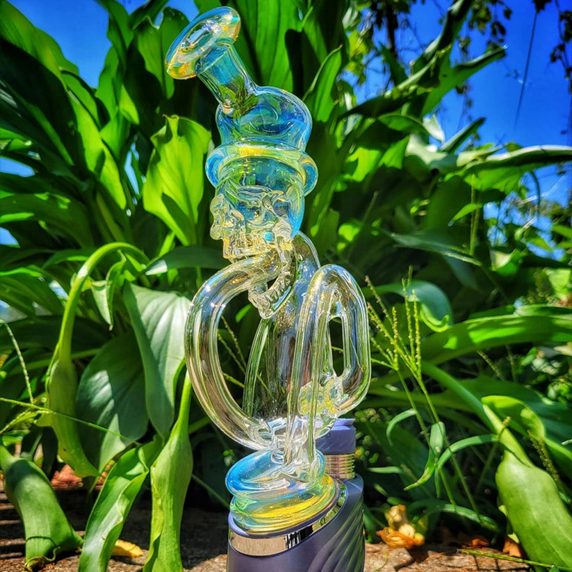 "Top Hat Skully #3" Puffco Recycler By Weil Glass