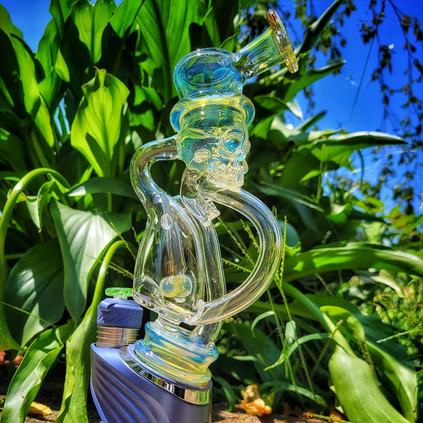 "Top Hat Skully #3" Puffco Recycler By Weil Glass