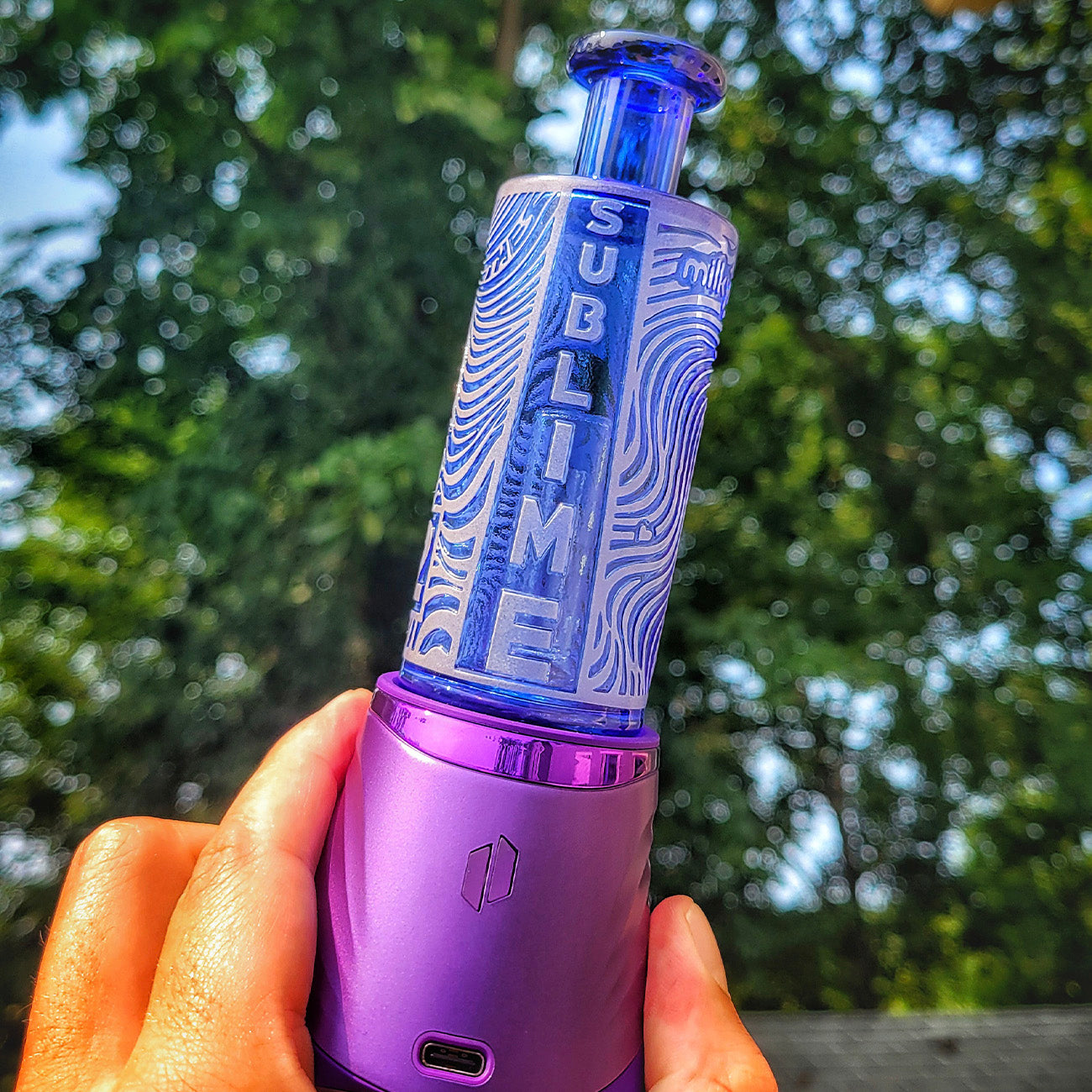 "Blue Illusion 2: The Sublime" Puffco Attachment By Milkyway Glass
