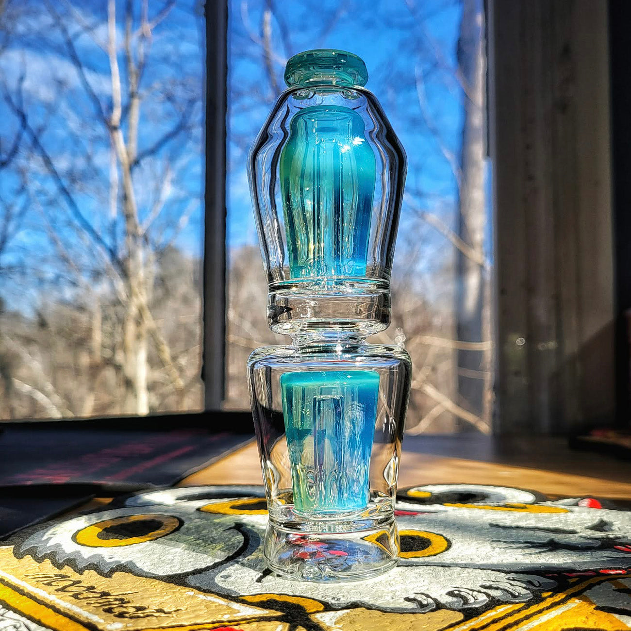 "Marina" Dual Coffin Puffco Attachment By Mac Savage Glass