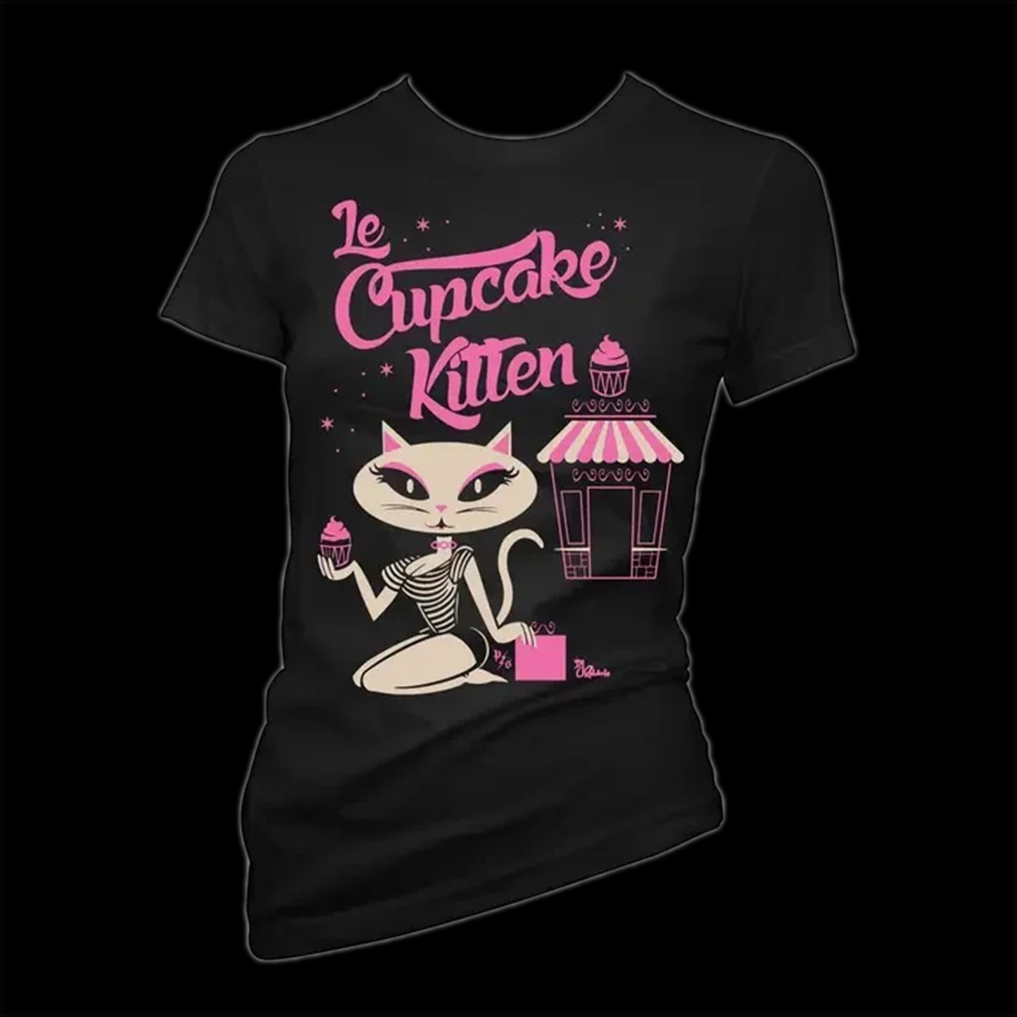 "Le Cupcake Kitten" Fitted T-shirt By Pinky Star
