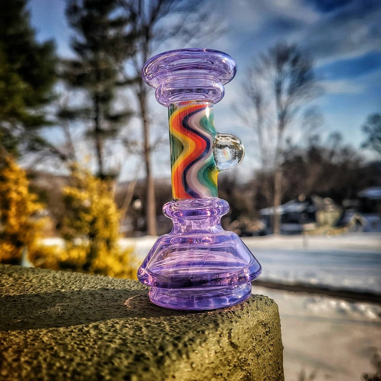 "Purple WigWag" Puffco Dry Attachment By Calibear Glass