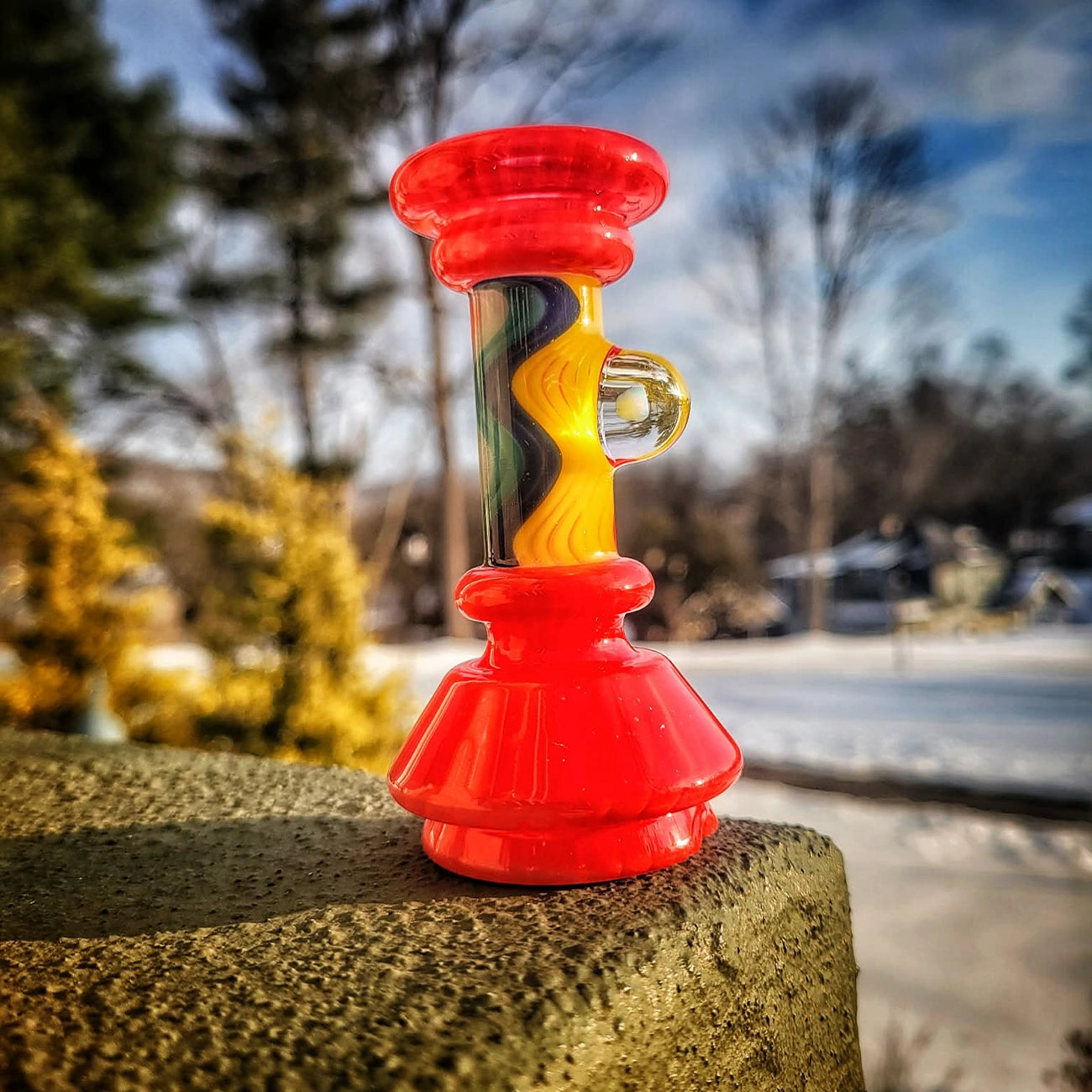 "Red WigWag" Puffco Dry Attachment By Calibear Glass