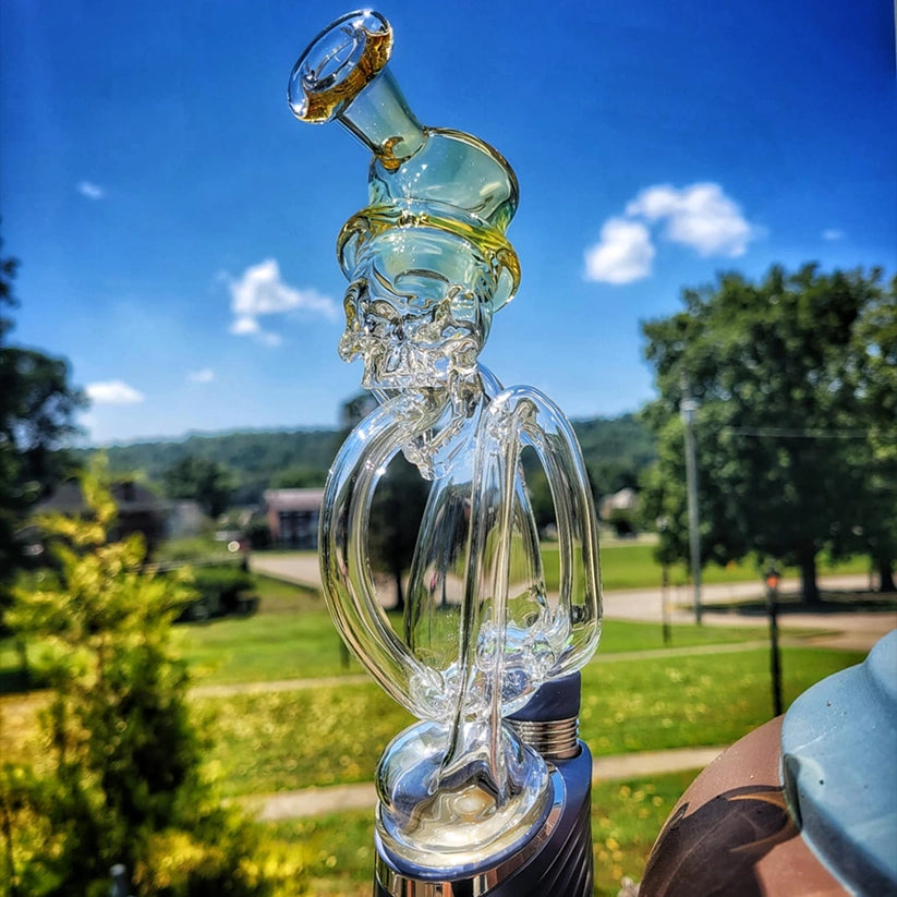 "Top Hat Skully #2" Puffco Recycler By Weil Glass
