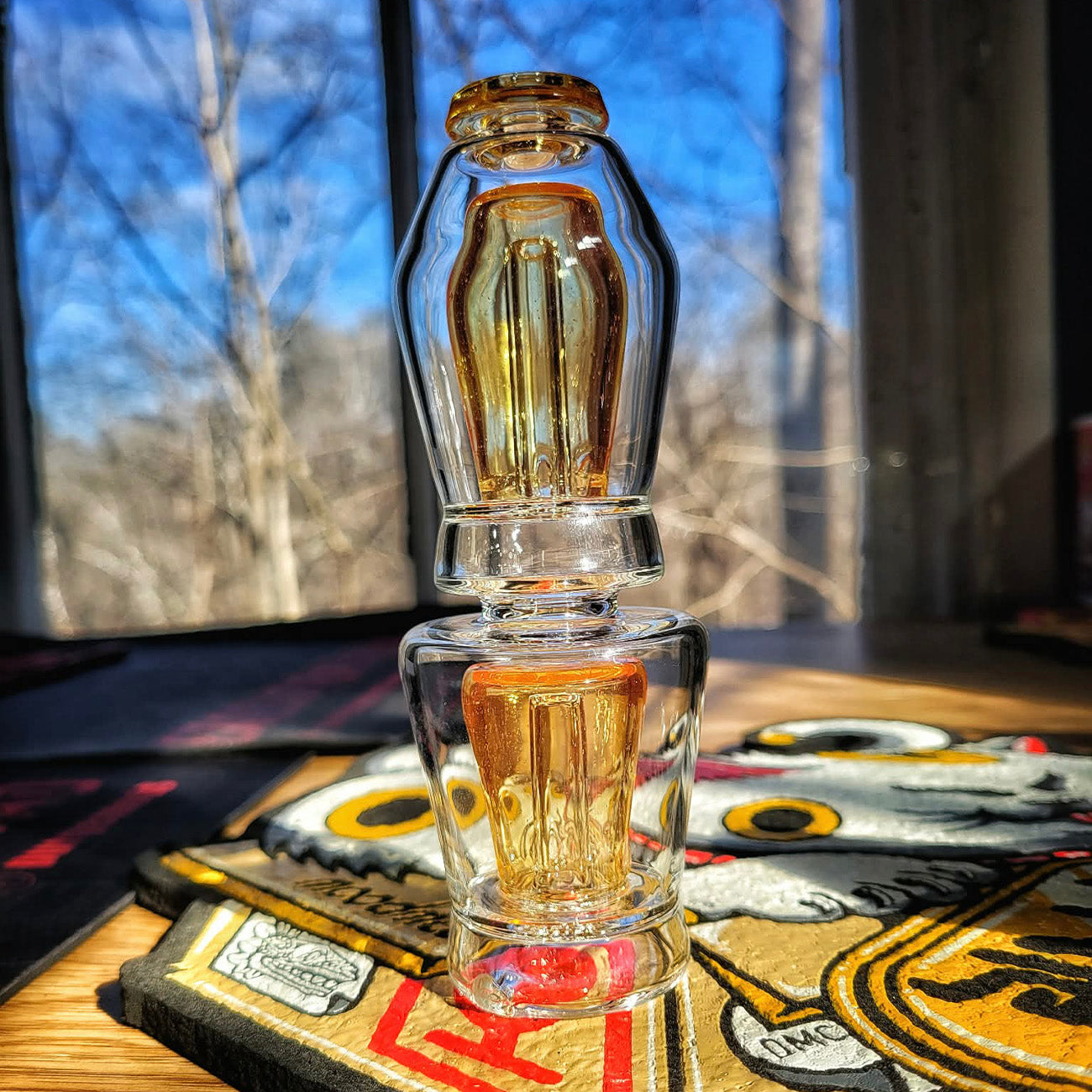 "Tangelo" Dual Coffin Puffco Attachment By Mac Savage Glass