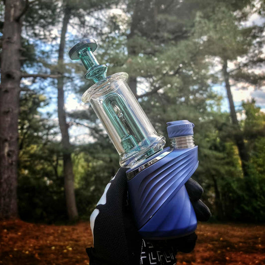"Teal Seed Perc Chugger" Puffco Attachment By Dop Glass