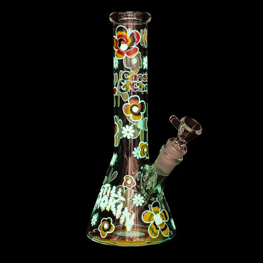 "10" Tie Dye Glow-in-the-Dark" Waterpipe By Cheech & Chong Glass
