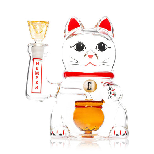 "XL Lucky Cat" Waterpipe By Hemper Glass