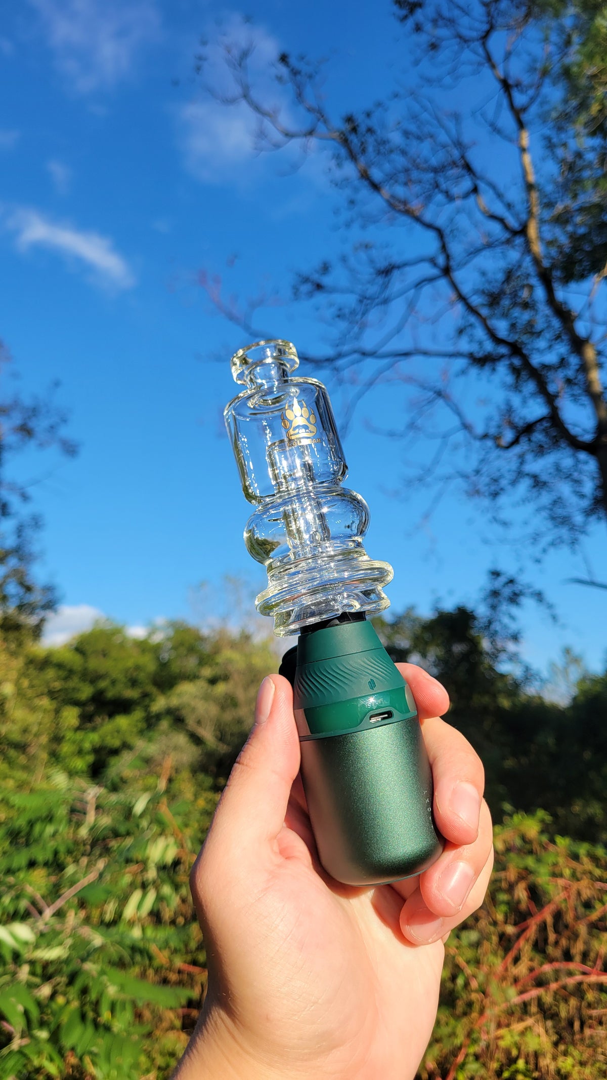 "2-in-1 Mini Chugger" Puffco Peak & Pivot Attachment By Calibear Glass