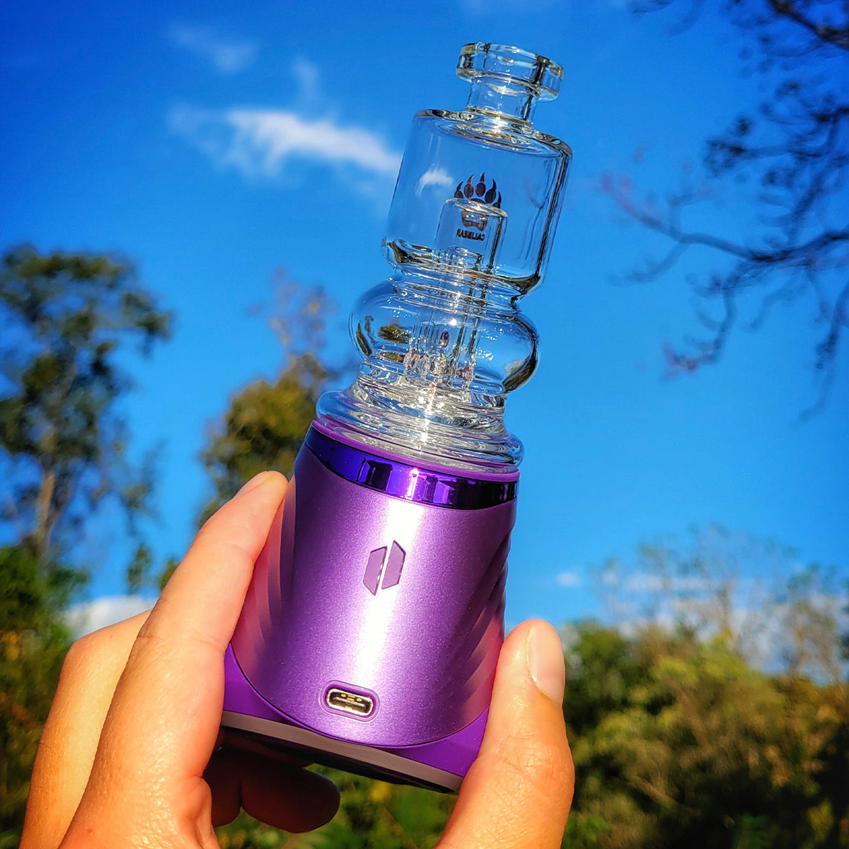 "2-in-1 Mini Chugger" Puffco Peak & Pivot Attachment By Calibear Glass