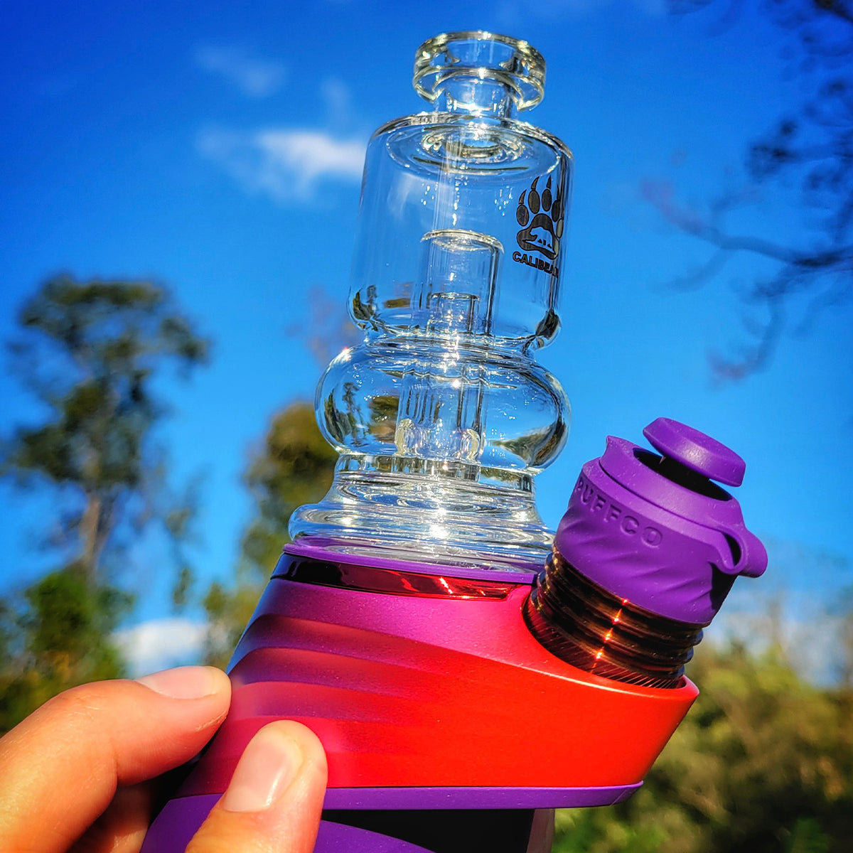 "2-in-1 Mini Chugger" Puffco Peak & Pivot Attachment By Calibear Glass