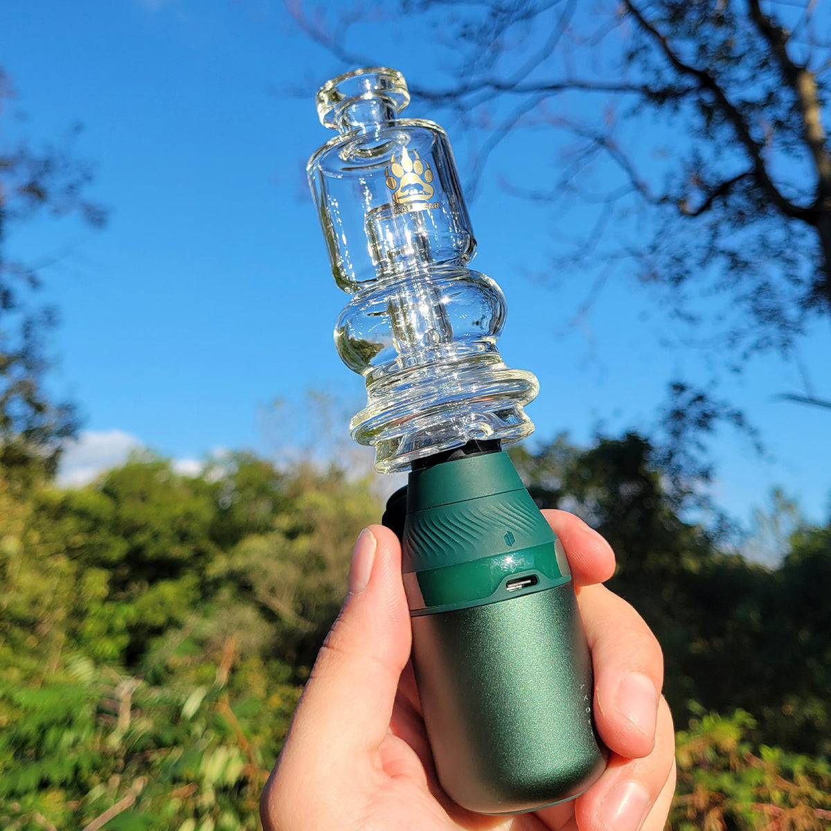 "2-in-1 Mini Chugger" Puffco Peak & Pivot Attachment By Calibear Glass