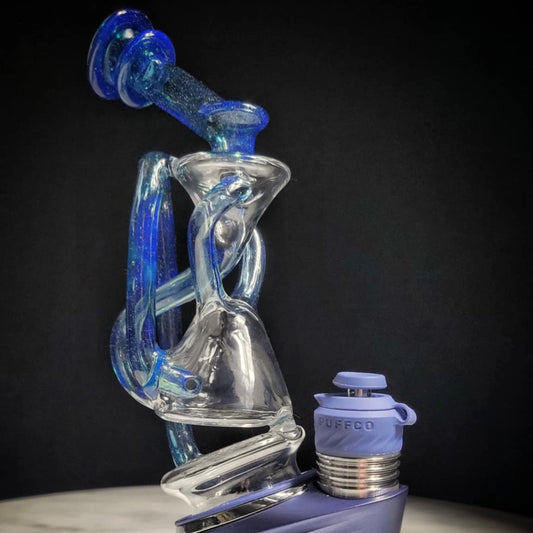 "UV Atomic Stardust Floating Recycler" Puffco Attachment By Man Child Glass