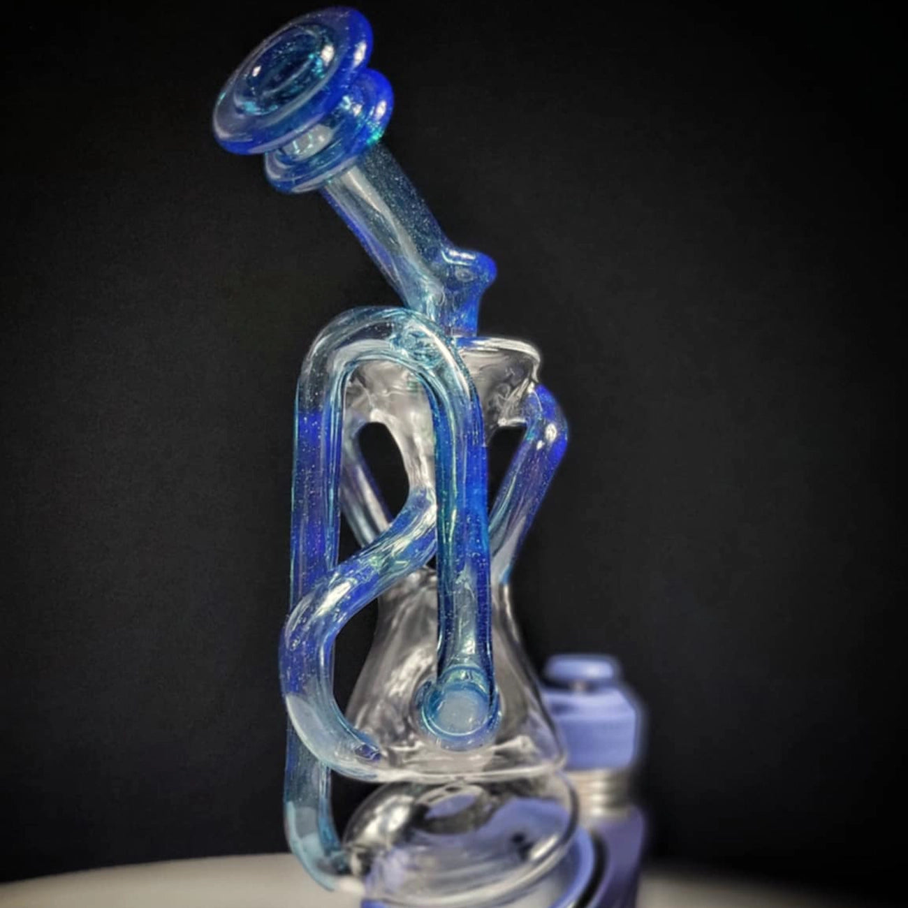 "UV Atomic Stardust Floating Recycler" Puffco Attachment By Man Child Glass