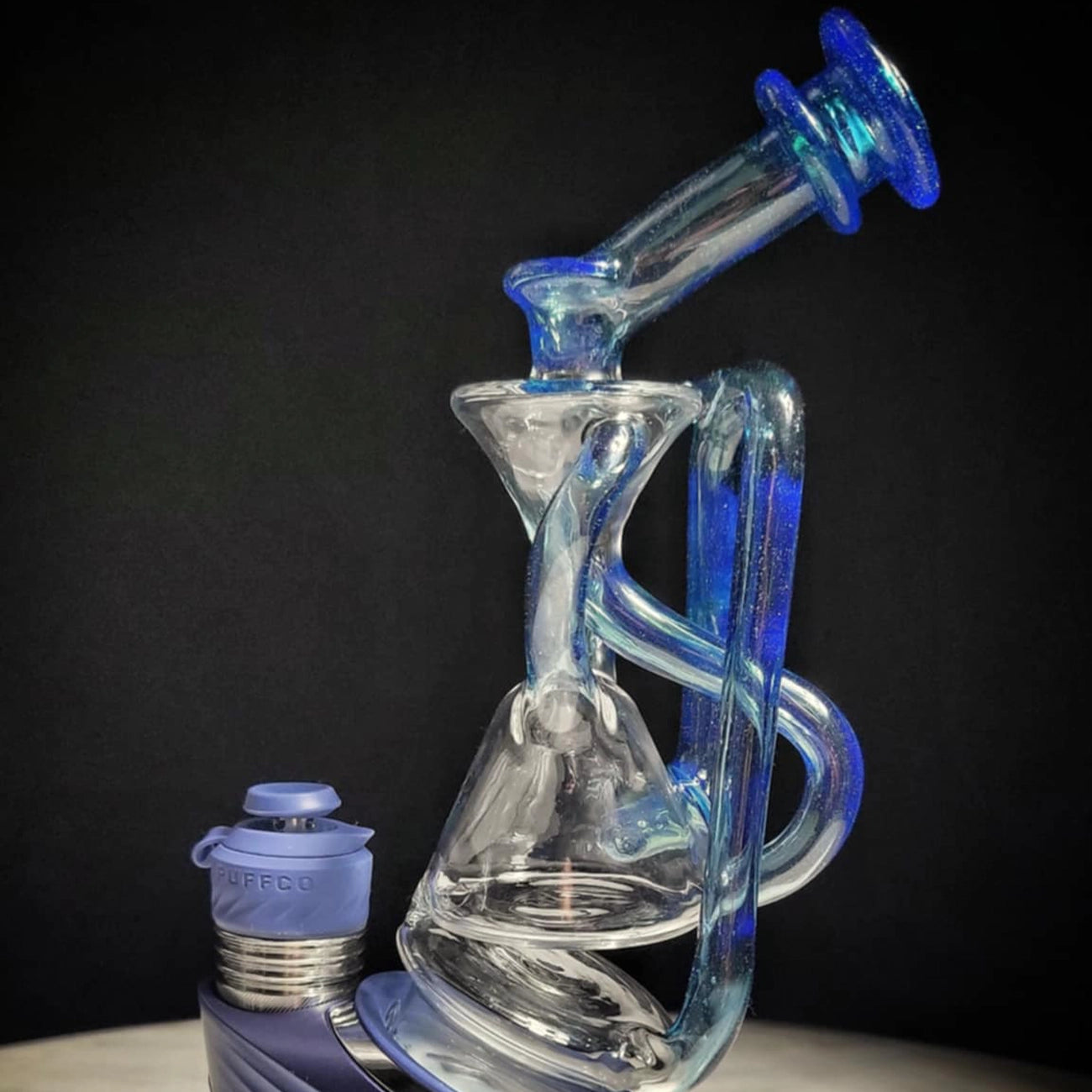 "UV Atomic Stardust Floating Recycler" Puffco Attachment By Man Child Glass