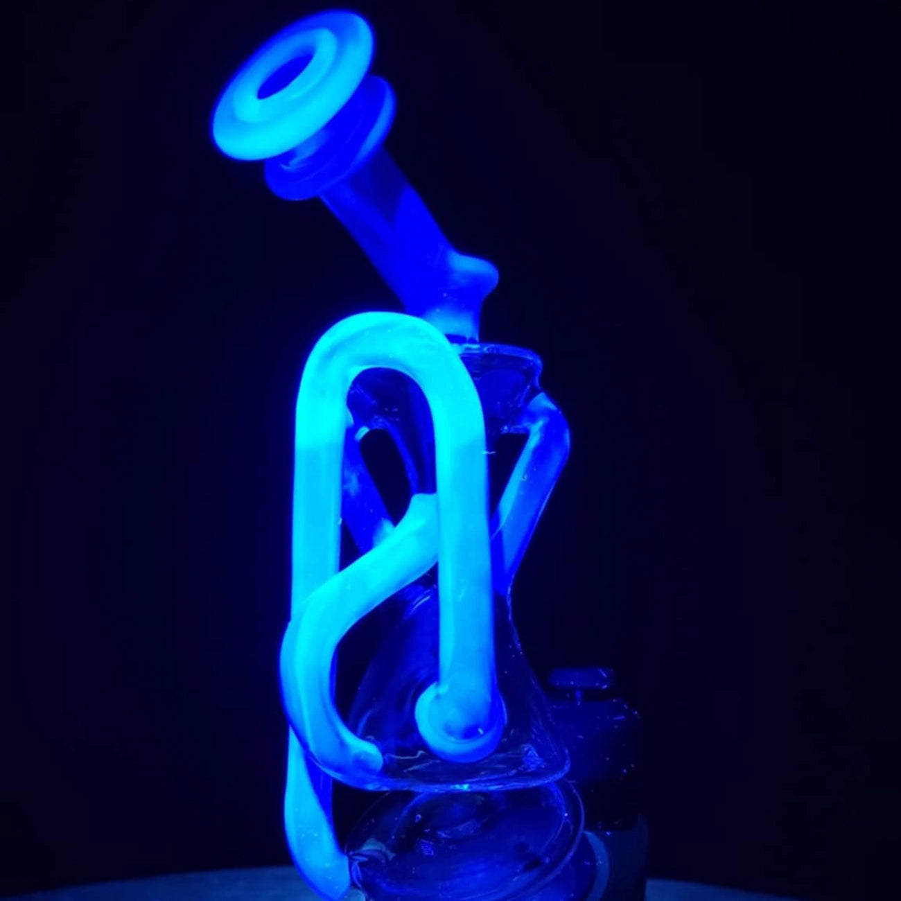 "UV Atomic Stardust Floating Recycler" Puffco Attachment By Man Child Glass