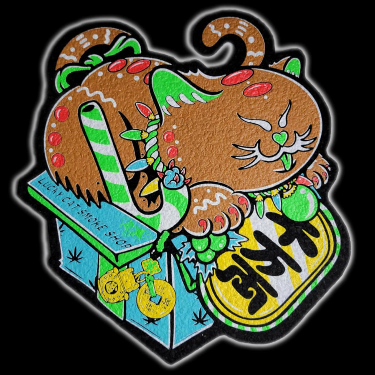 "Christmas Gingerbread Lucky Cat" Moodmat By Dark Mountain x Lucky Cat