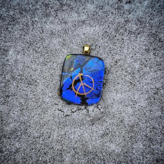 "Blue Peace" Pendent By From A Distance Stained Glass