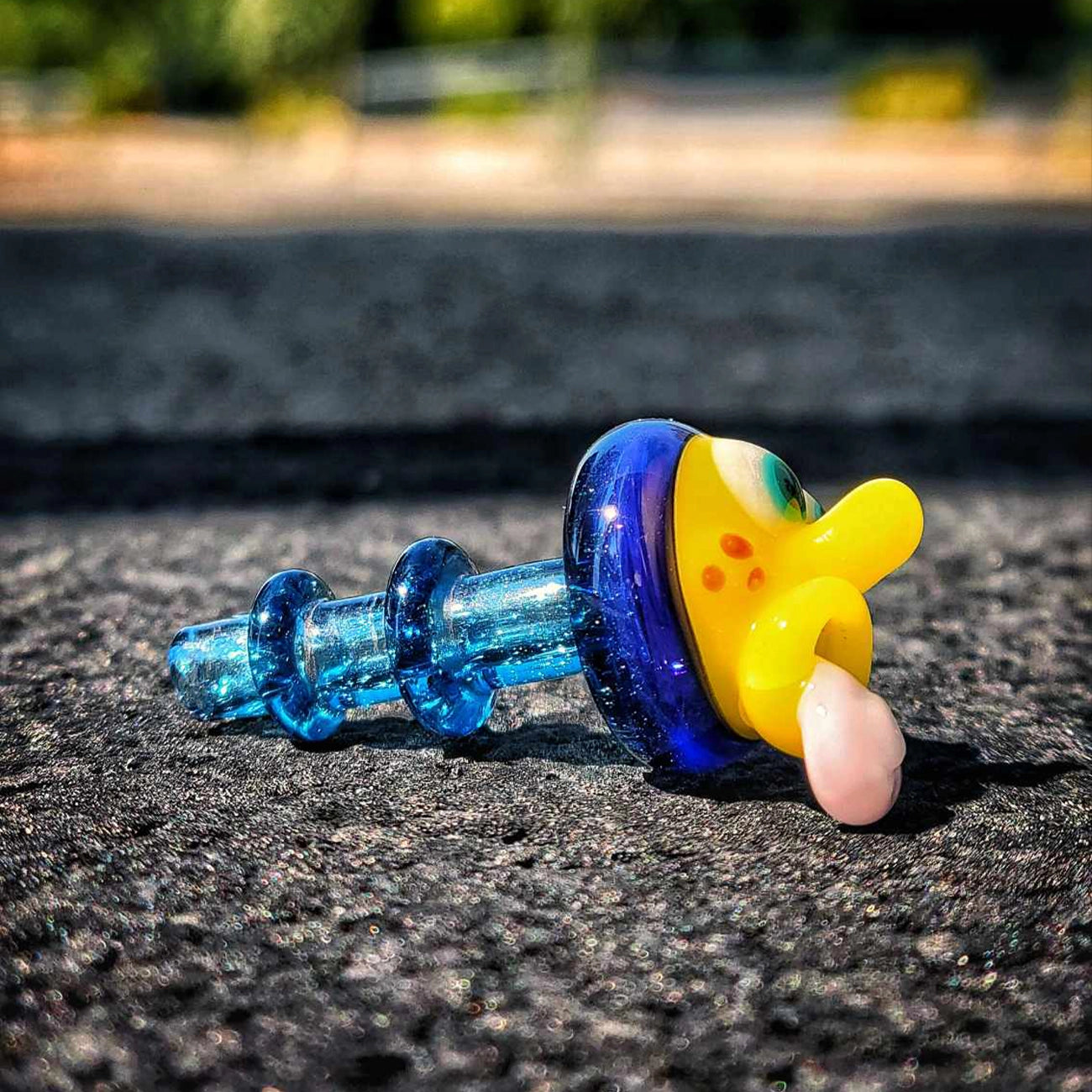 "Blue Stardust Spun Bob" Joystick Cap By Disqosucks Glass