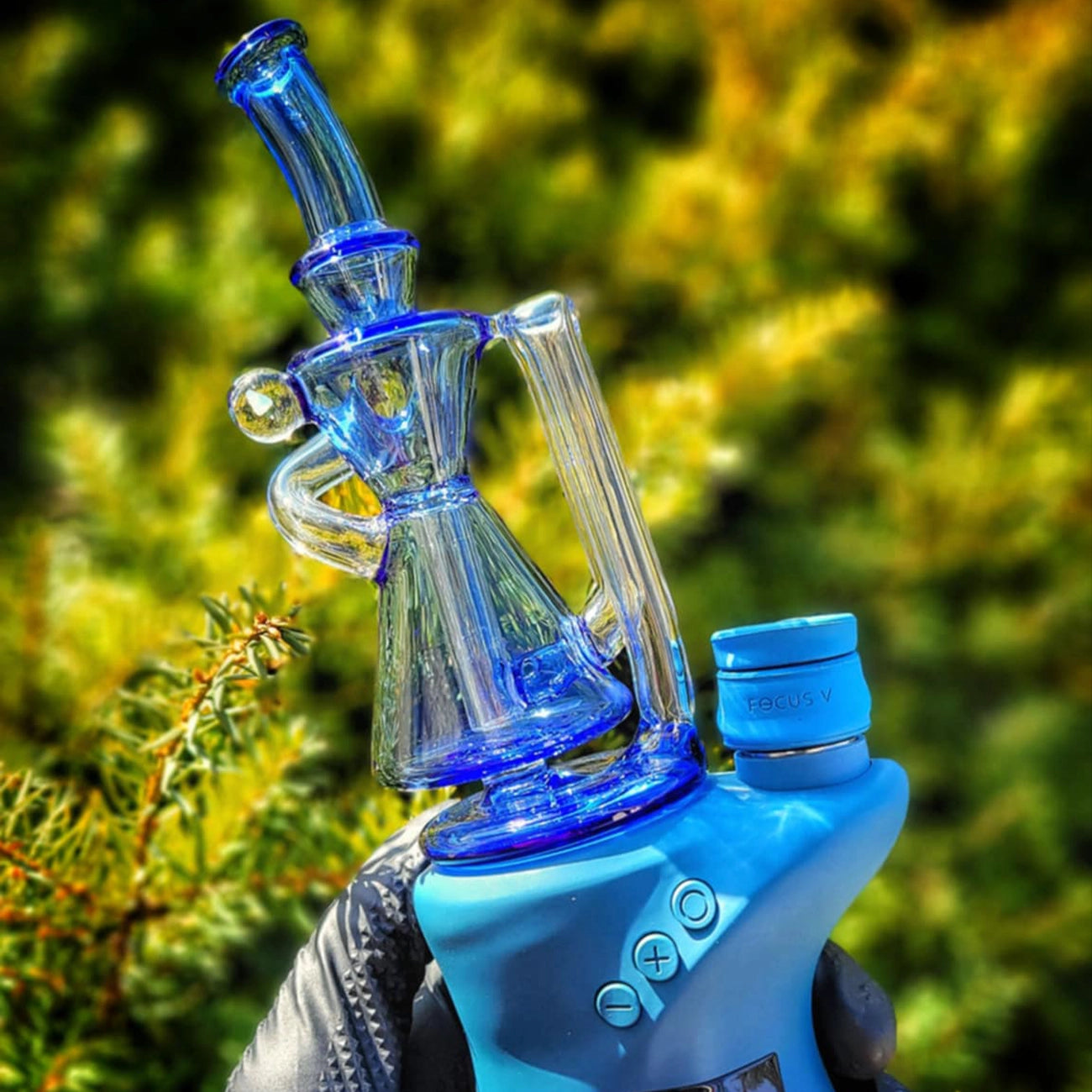 "Storm Blue Upcycler" Focus.V Attachment By Iridescent Glass