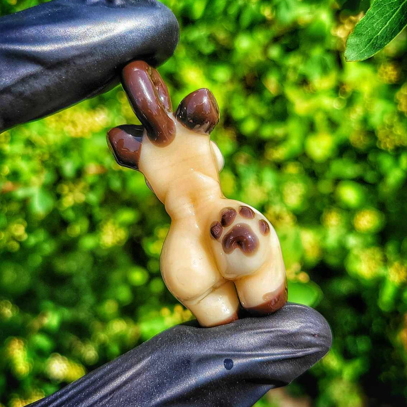 "Chocolate Point Siamese" Kitty Titty Pendant By Glass By Ariel