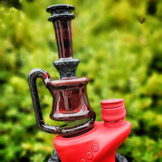 "Crushed Opal Red Elvis Minitube" Focus.V Attachment By Man Child Glass