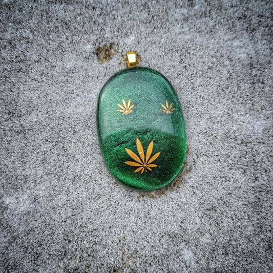 "Emerald 3 Leaf" Pendent By From A Distance Stained Glass