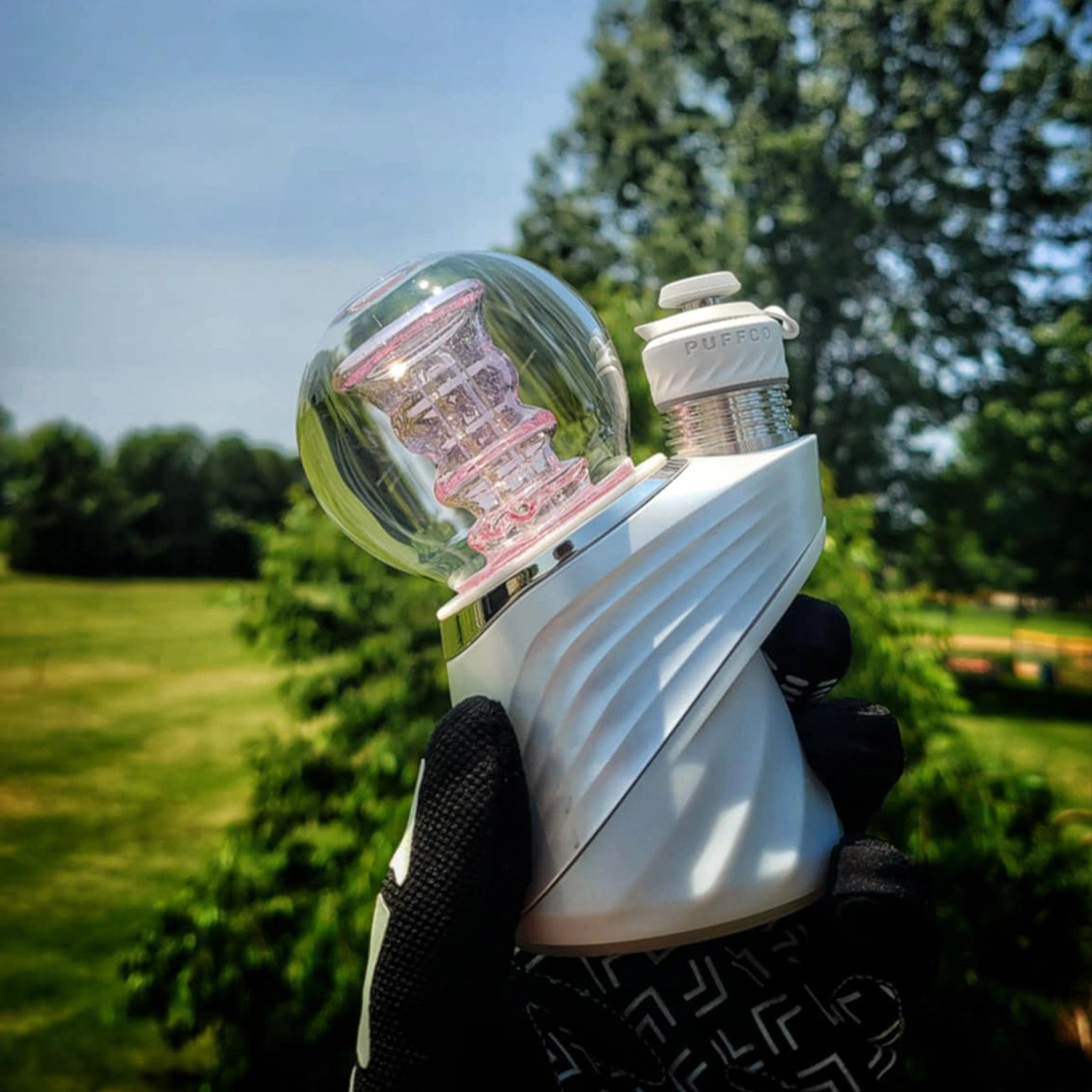 "UV Crushed Pink Proton" Puffco Orb Attachment By Flexer Jones