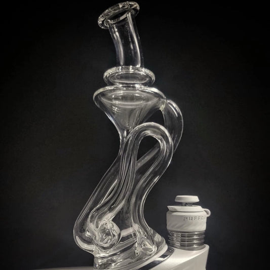 "Clear Flow-ter Recycler #1" Puffco Attachment By Desi B Glass