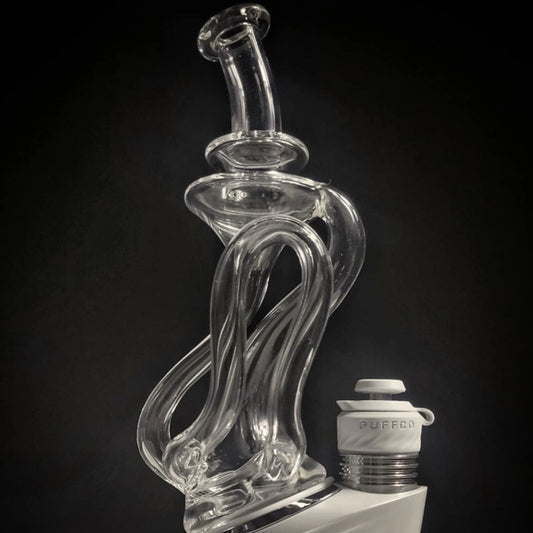 "Clear Flow-ter Recycler #2" Puffco Attachment By Desi B Glass