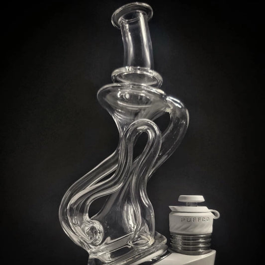 "Clear Flow-ter Recycler #3" Puffco Attachment By Desi B Glass