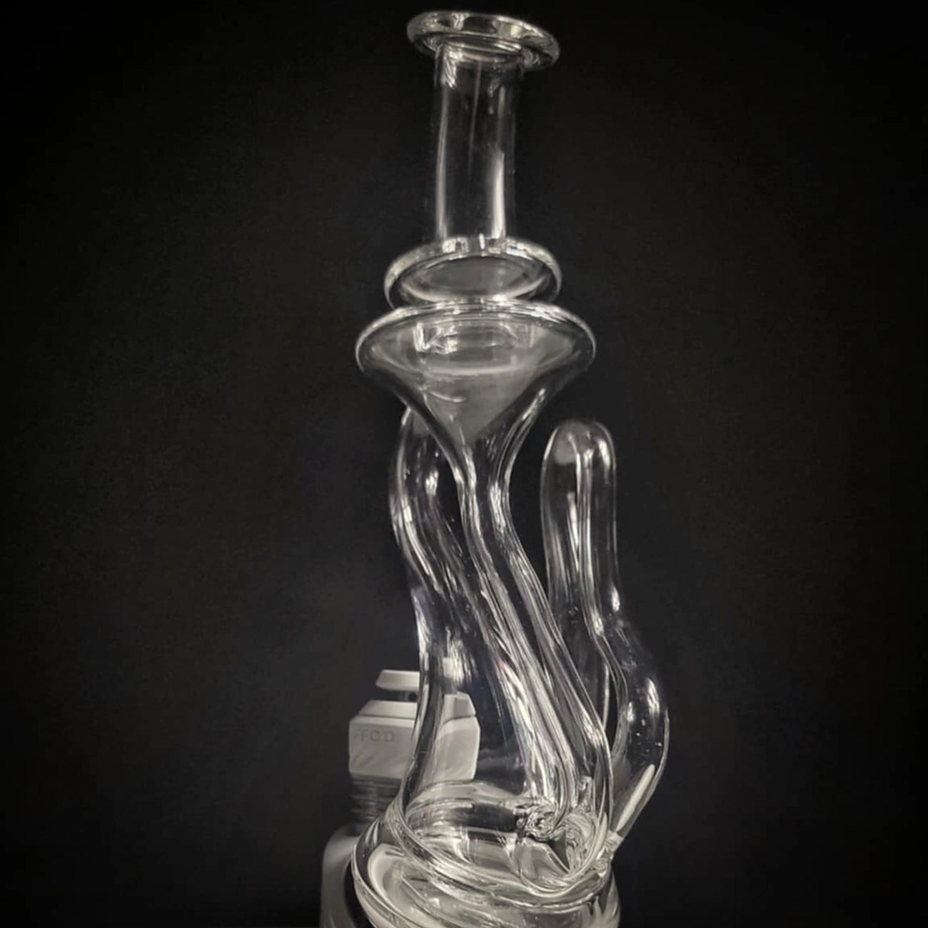 "Clear Flow-ter Recycler #6" Puffco Attachment By Desi B Glass