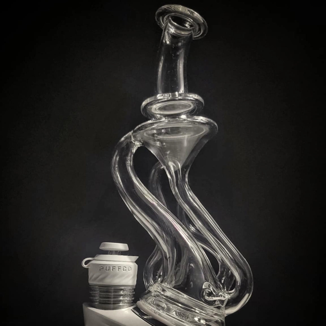 "Clear Flow-ter Recycler #6" Puffco Attachment By Desi B Glass