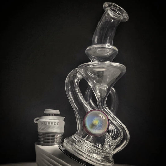 "Clear Millie Flow-ter Recycler" Puffco Attachment By Desi B Glass