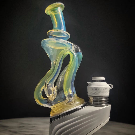 "Silver Fume Flow-ter Recycler" Puffco Attachment By Desi B Glass