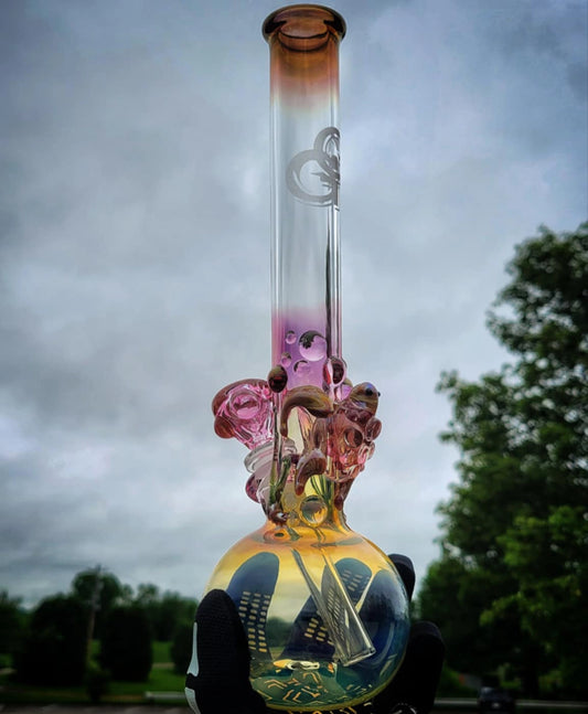 "Turtle" Single Bubble Waterpipe By Grinder Glass