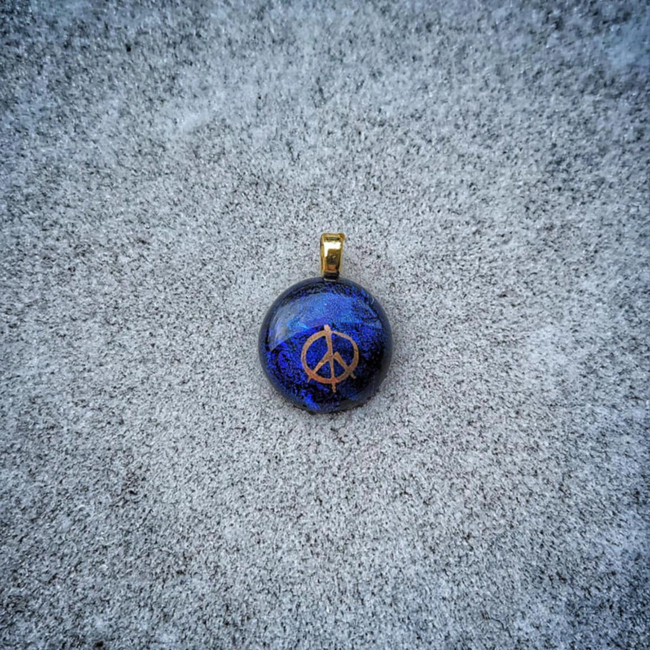 "Mini Blue Peace" Pendent By From A Distance Stained Glass