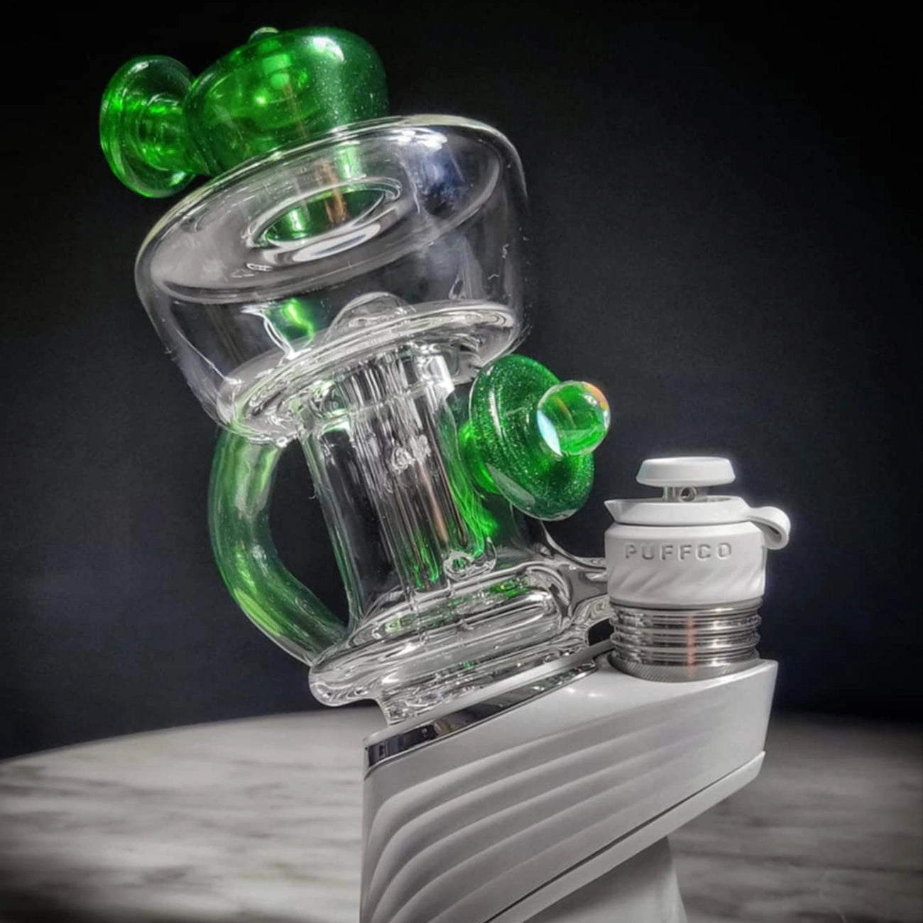 "Crushed Money Green Urn Recycler" Puffco Attachment By Mac Savage