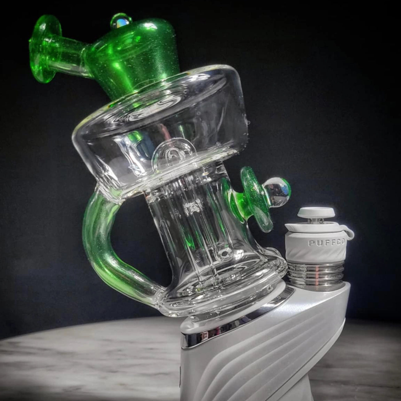 "Crushed Money Green Urn Recycler" Puffco Attachment By Mac Savage