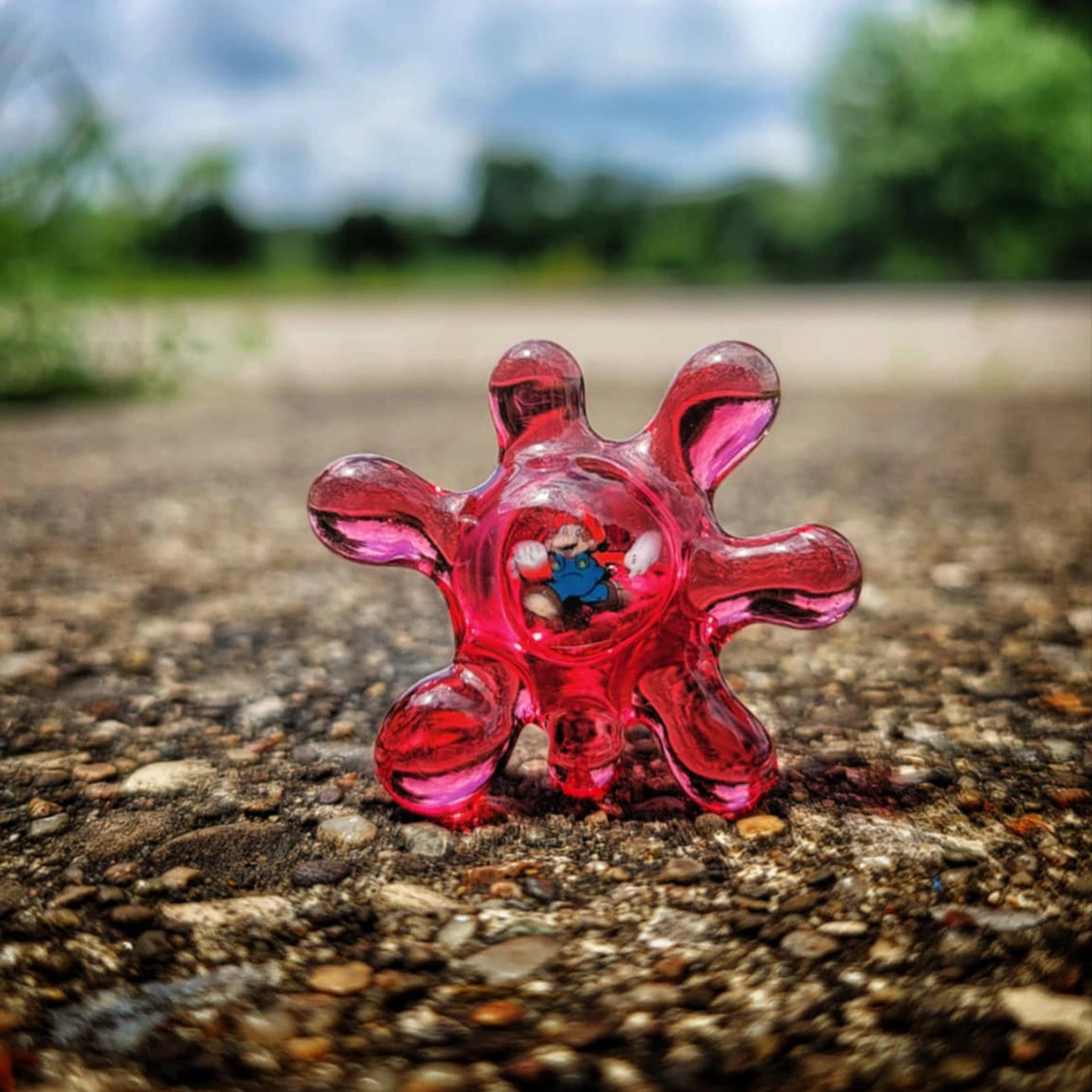"Gold Ruby Mario Splat" Joystick By OBE 906 Glass