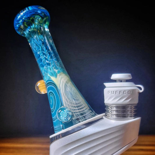 "Ocean Wigwag" Dry Puffco Attachment By Glass Berry Cupcake