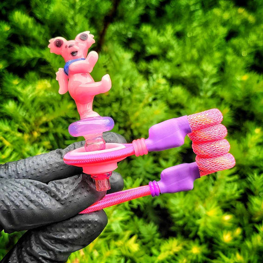 "Pink Dead Power Bear" Lazy Glass X Tuff Tether Combo