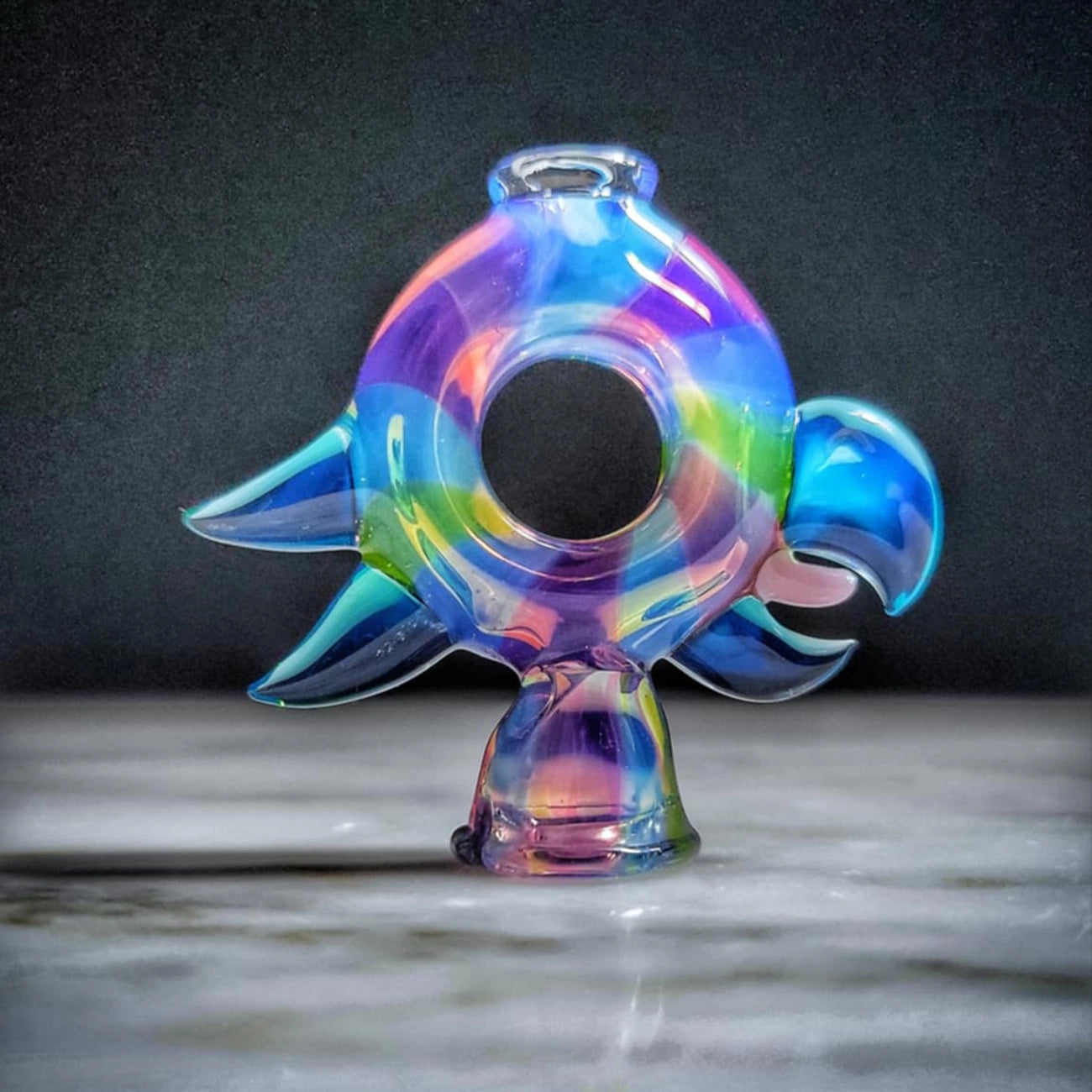 "Rainbow Blues Birdie" Puffco Pivot Tip By RJ Glass