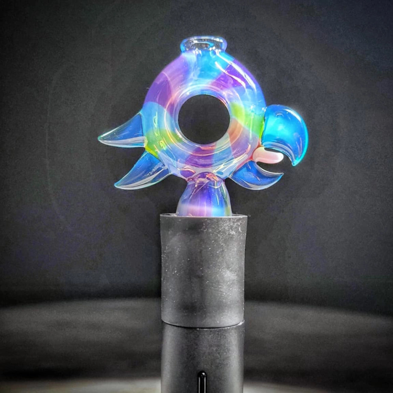 "Rainbow Blues Birdie" Puffco Pivot Tip By RJ Glass