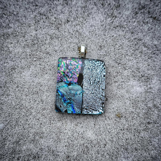 "Silver Panels" Pendent By From A Distance Stained Glass