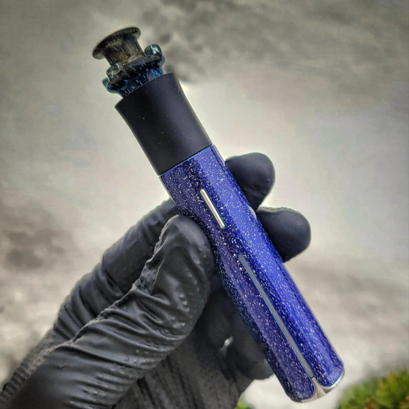 "Steel Wool Blue Dichro Rook" Puffco Pivot Tip By JEBB Glass